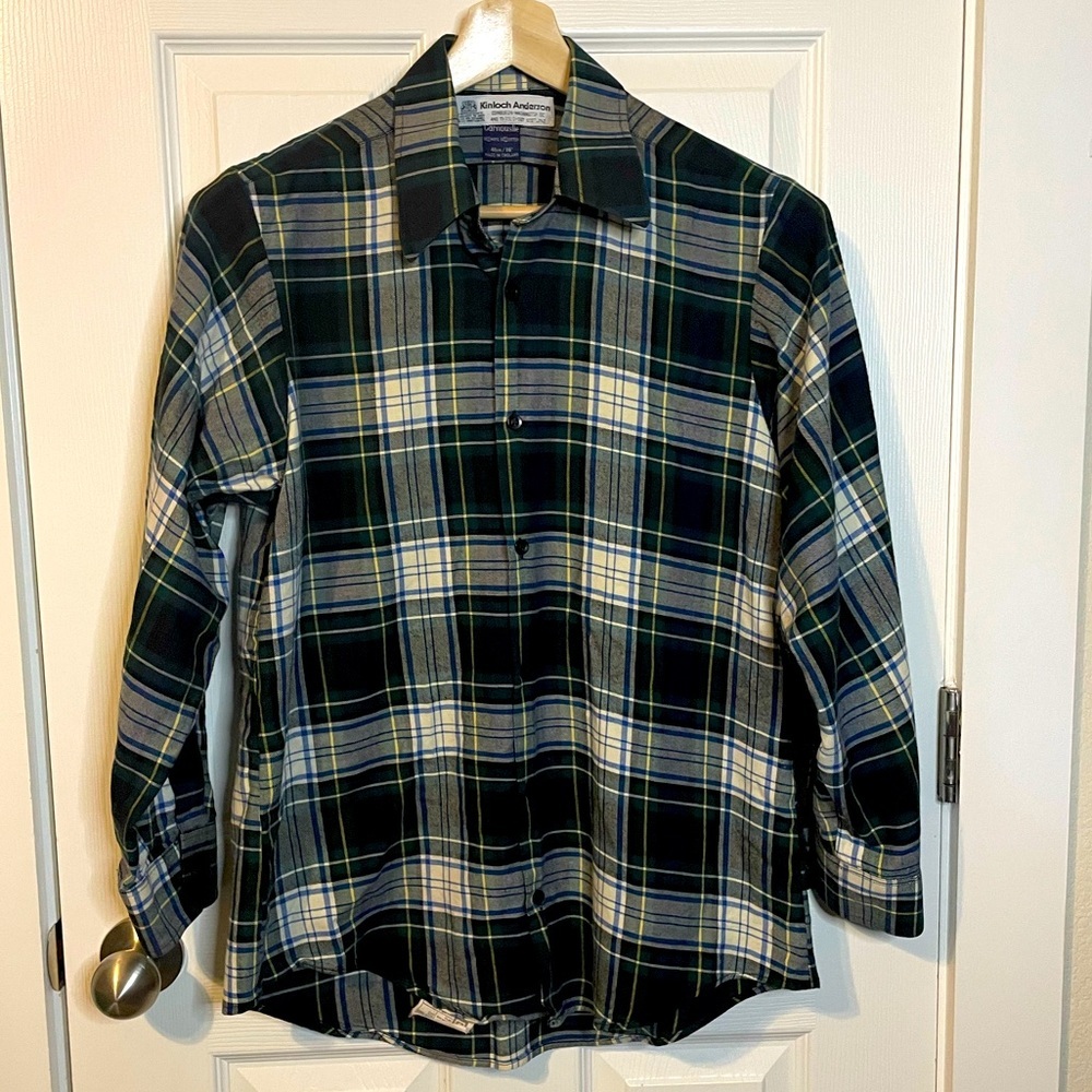 VTG Kinloch Anderson long sleeve wool/cotton blend plaid flannel shirt sz 16”